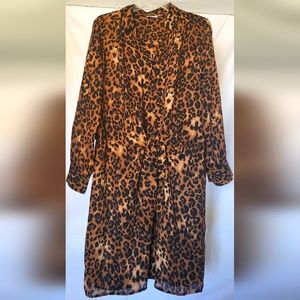 Sheer Assymetrical Lepard Print Dress